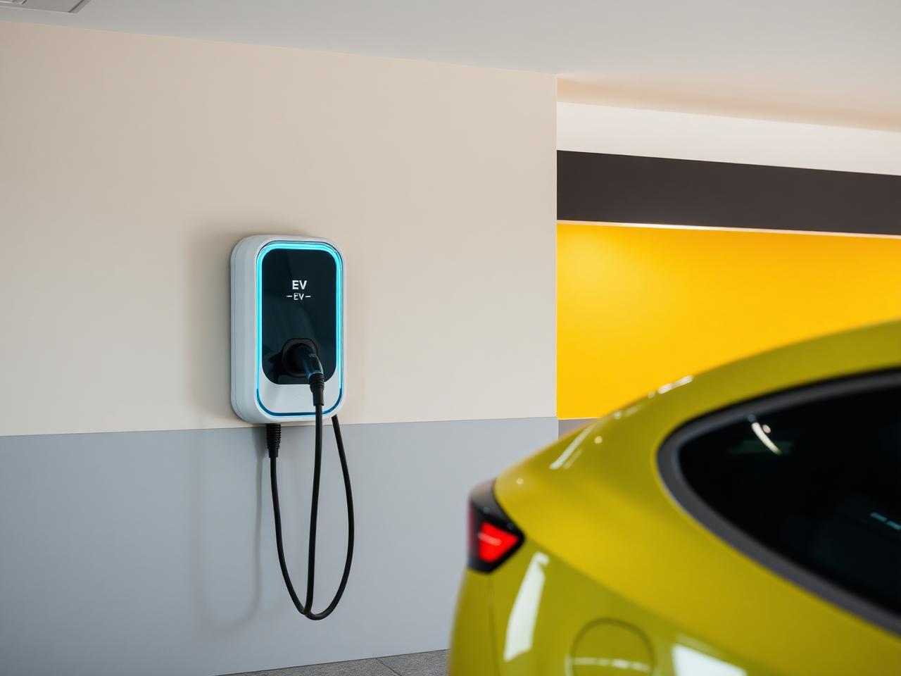 Eletroposto instalado em garagem residencial